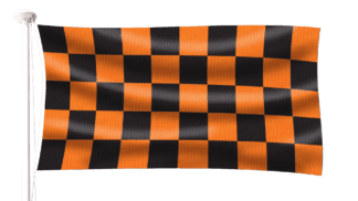 Chequered Black and Tangerine Flag